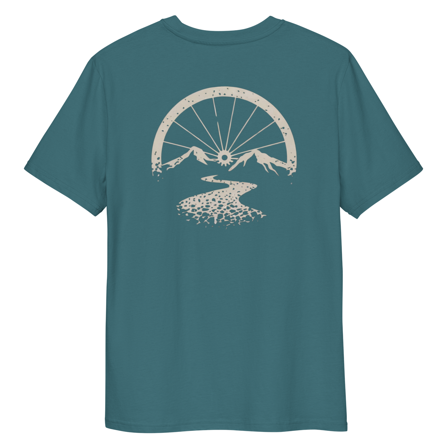 Bike wheel sunset (Back Print) organic cotton t-shirt